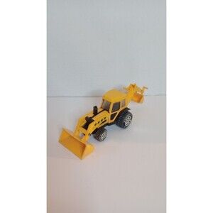 Vintage Buddy L Backhoe / Bucket Loader - Yellow 1:50 Scale - Plastic & Metal